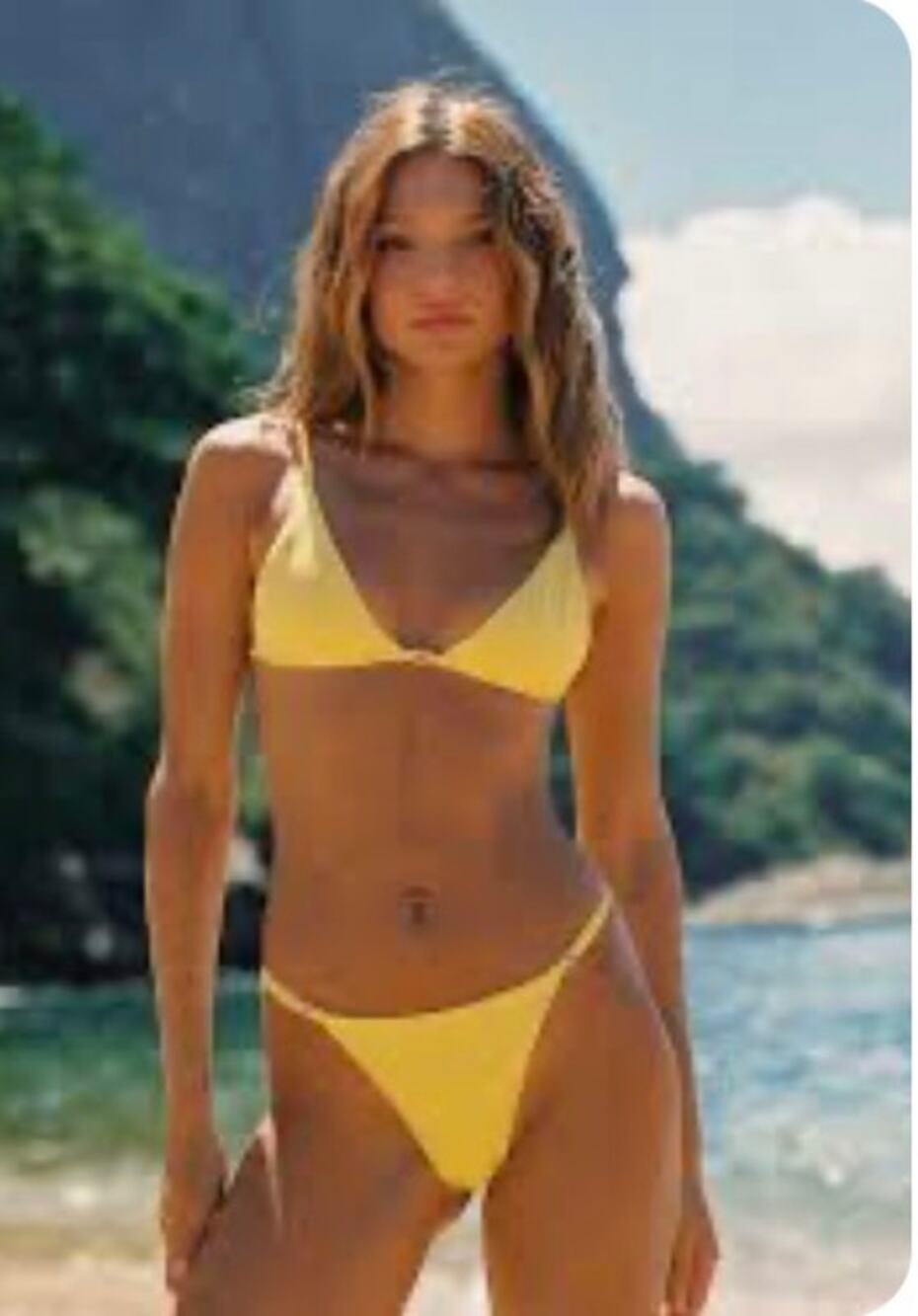 NWT Gooseberry Seaside Gold Tanga Bikini Bottom & Triangle Top SET Size MEDIUM